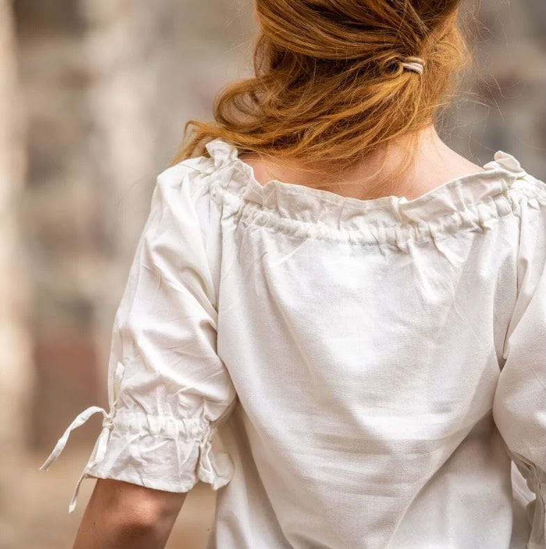 White Cotton Lace-Trimmed Pirate Blouse | On or Off Shoulder - Image 3