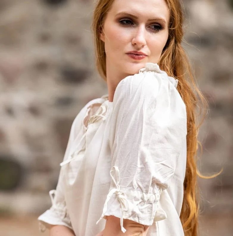 White Cotton Lace-Trimmed Pirate Blouse | On or Off Shoulder - Image 4