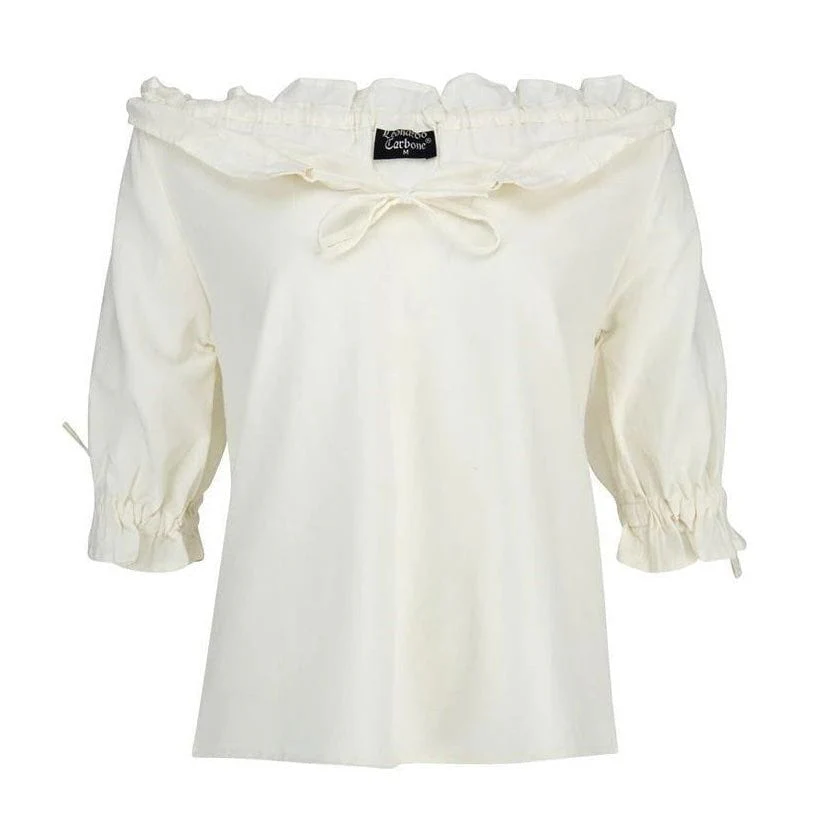White Cotton Lace-Trimmed Pirate Blouse | On or Off Shoulder - Image 5
