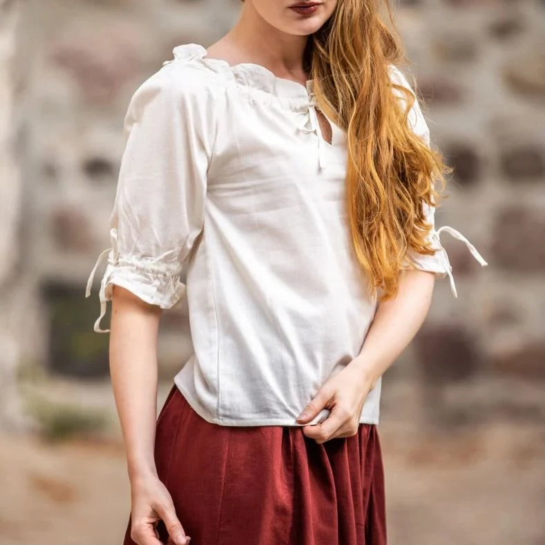White Cotton Lace-Trimmed Pirate Blouse | On or Off Shoulder - Image 6
