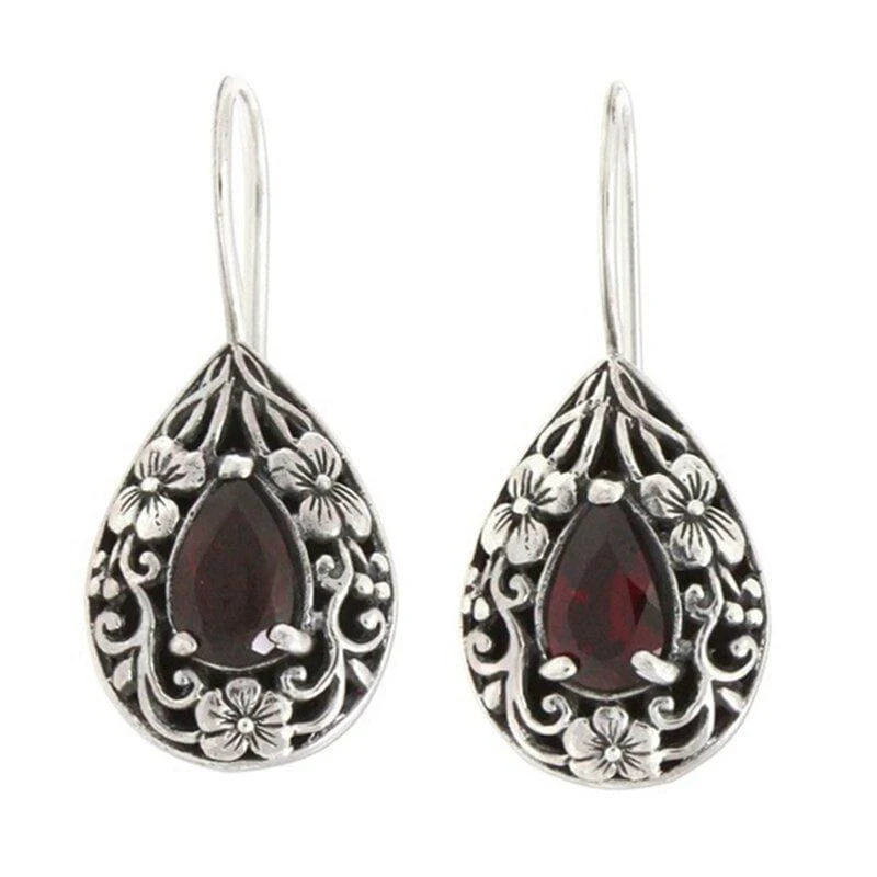Garnet Pirate Teardrop Earrings - Image 3