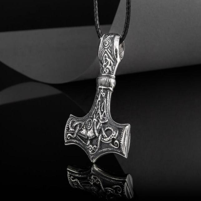 Handcrafted Old Norse Thor's Hammer Pirate Pendant | Sterling Silver - Image 4