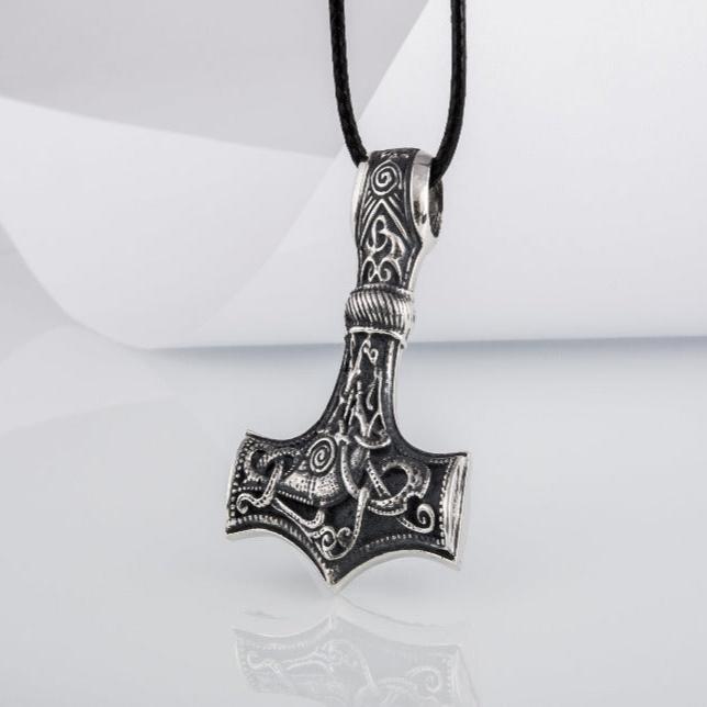 Handcrafted Old Norse Thor's Hammer Pirate Pendant | Sterling Silver - Image 5