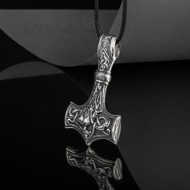 Handcrafted Old Norse Thor's Hammer Pirate Pendant | Sterling Silver - Image 6