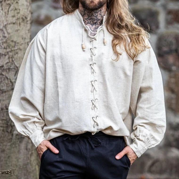 Laced Cotton Pirate Shirt | Continuous Cord Lacing | Wooden Buttons - Image 10