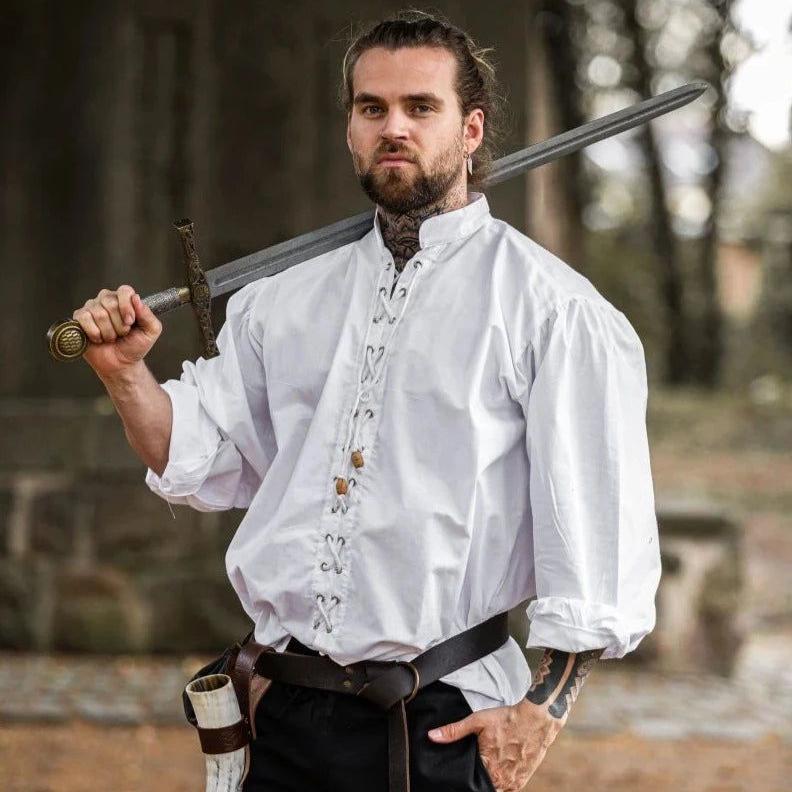 Laced Cotton Pirate Shirt | Continuous Cord Lacing | Wooden Buttons - Image 11