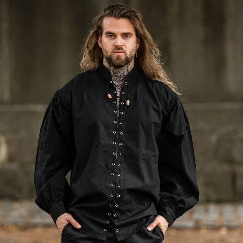 Laced Cotton Pirate Shirt | Continuous Cord Lacing | Wooden Buttons - Image 3