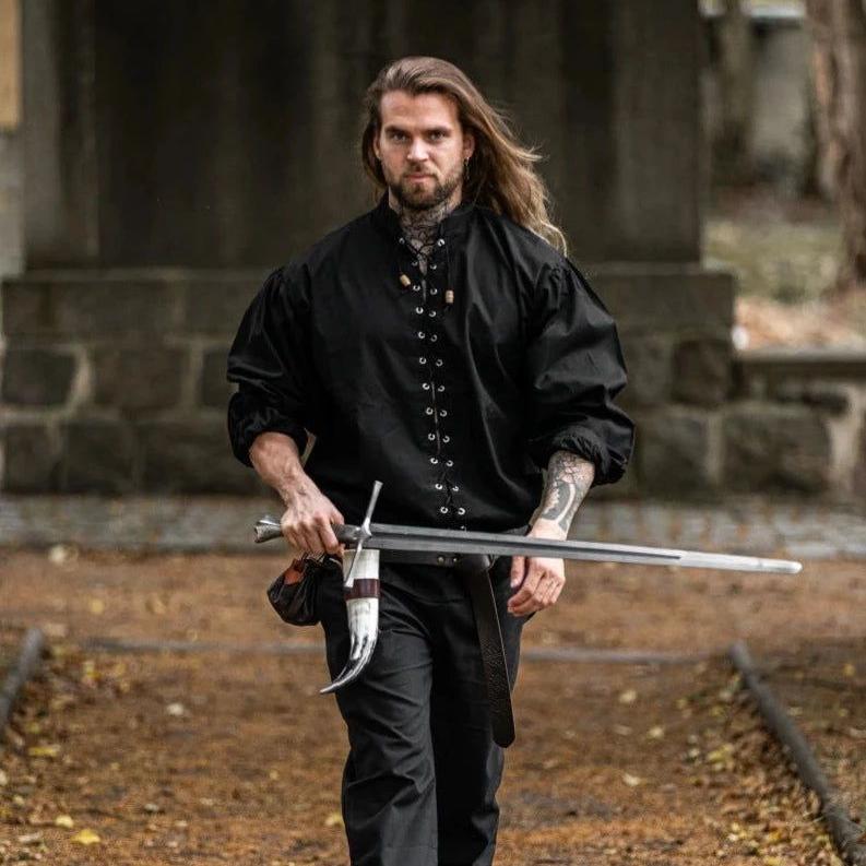 Laced Cotton Pirate Shirt | Continuous Cord Lacing | Wooden Buttons - Image 4