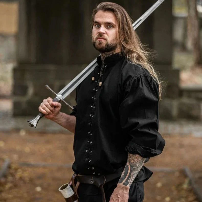 Laced Cotton Pirate Shirt | Continuous Cord Lacing | Wooden Buttons - Image 7