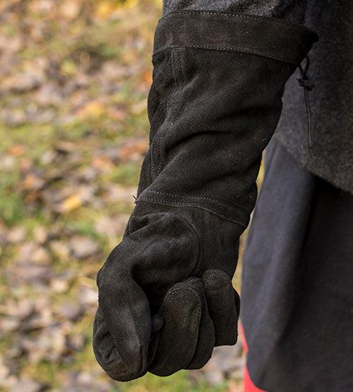 Leather Pirate Gauntlet Gloves | Black - Image 4