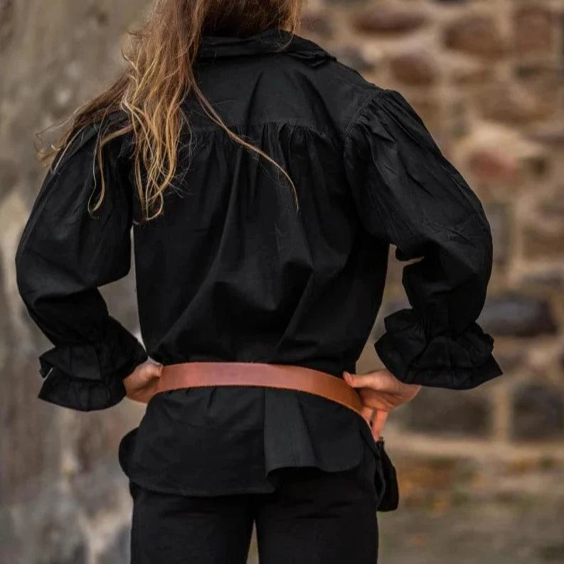 Black Long Sleeve Pirate Shirt With Ruffles - Image 4