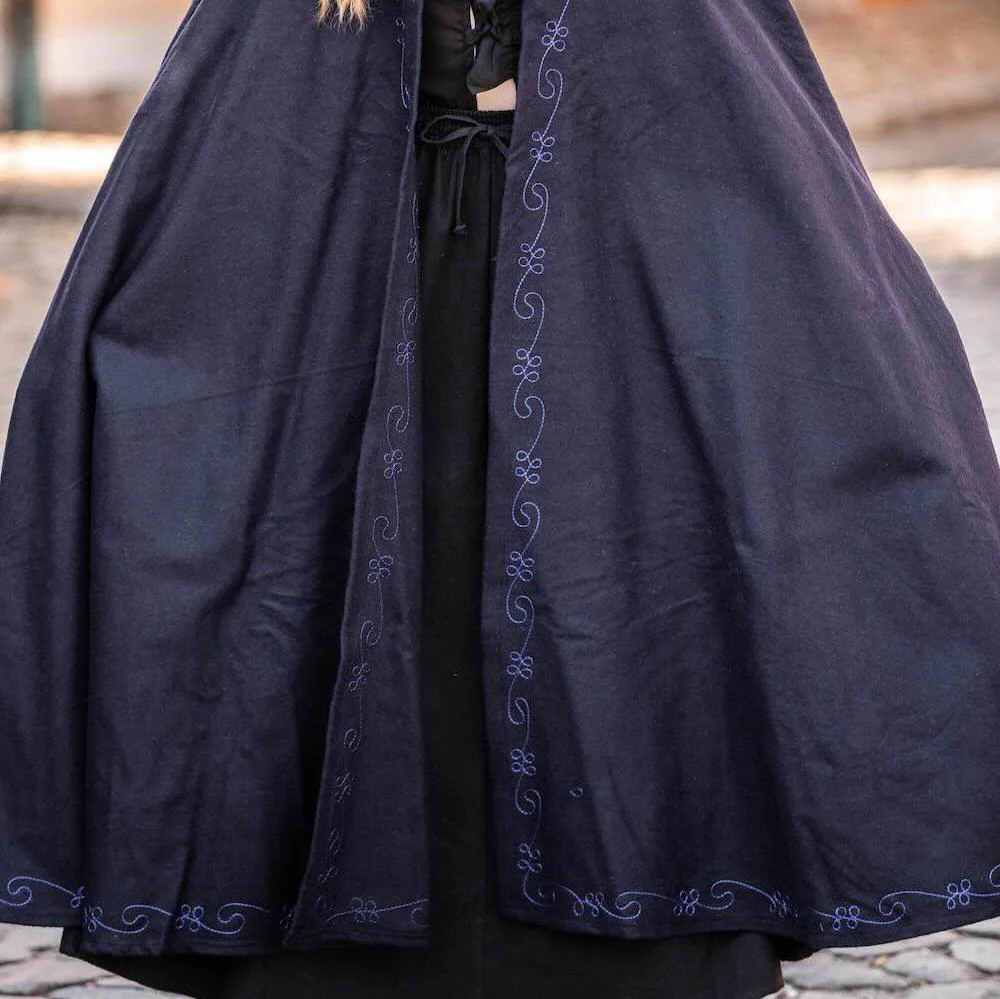 Long Wool Pirate Cloak | Hand Stitched Embroidery - Image 4