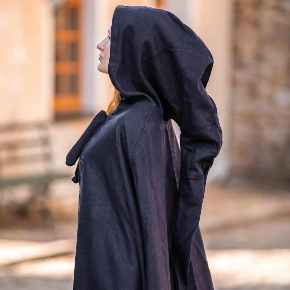 Long Wool Pirate Cloak | Hand Stitched Embroidery - Image 5