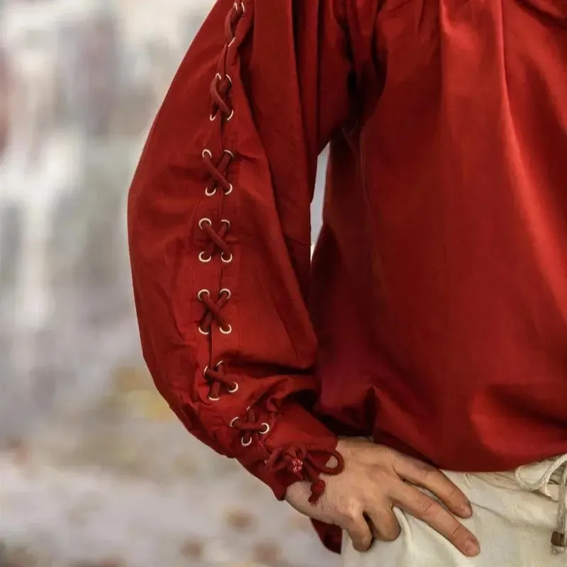 Red Pirate Shirt with Adjustable Sleeves - Image 5