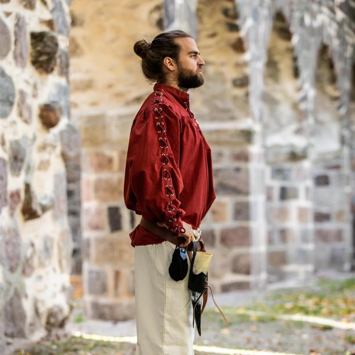Red Pirate Shirt with Adjustable Sleeves - Image 6