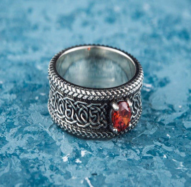 Sterling Silver Ornament Pirate Ring | Norse-Inspired | Custom Sizing - Image 3