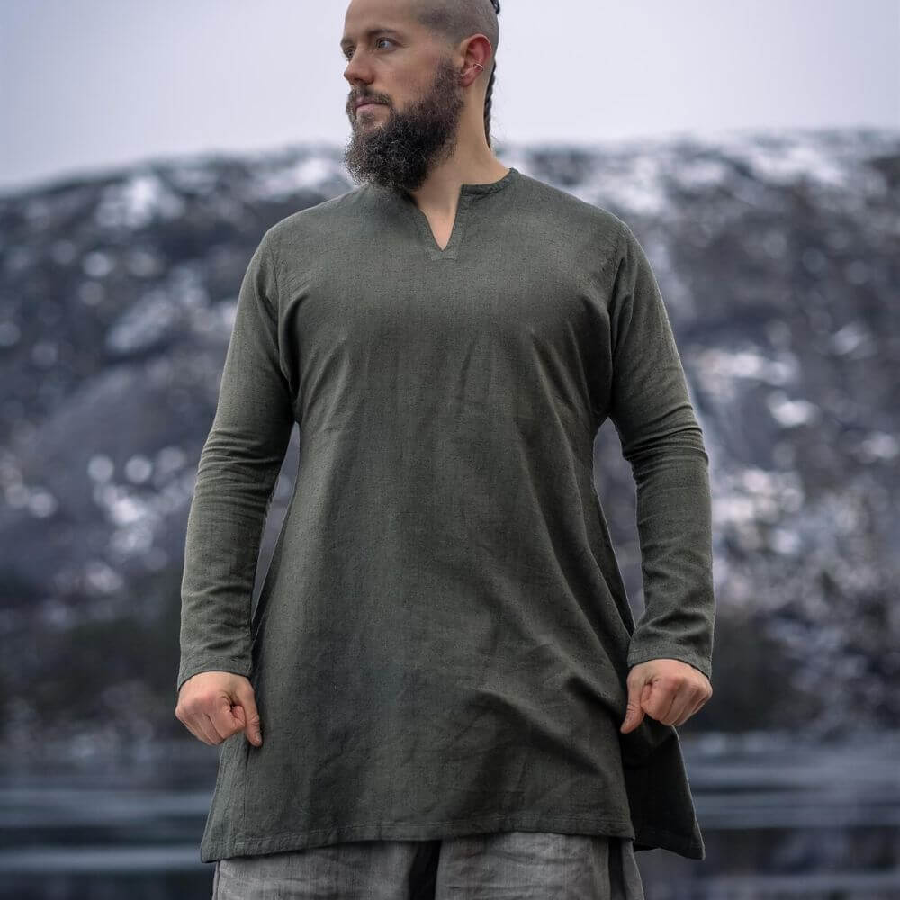 Olive Green Linen Pirate Tunic - Image 4