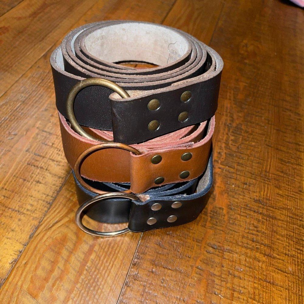 Thick Leather Pirate Belt | Dark Brown with Ring Loop - Image 3
