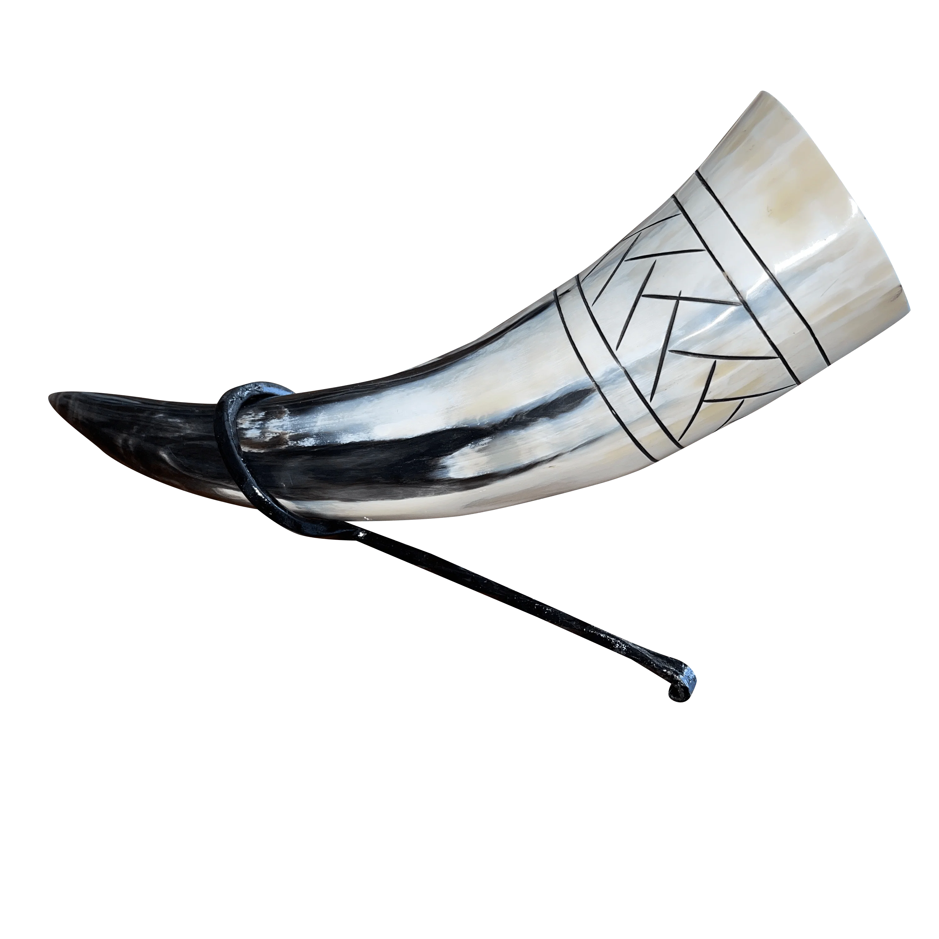 Pirate Drinking Horn with Belt Loop and Iron Stand - Scale Pattern - Image 5