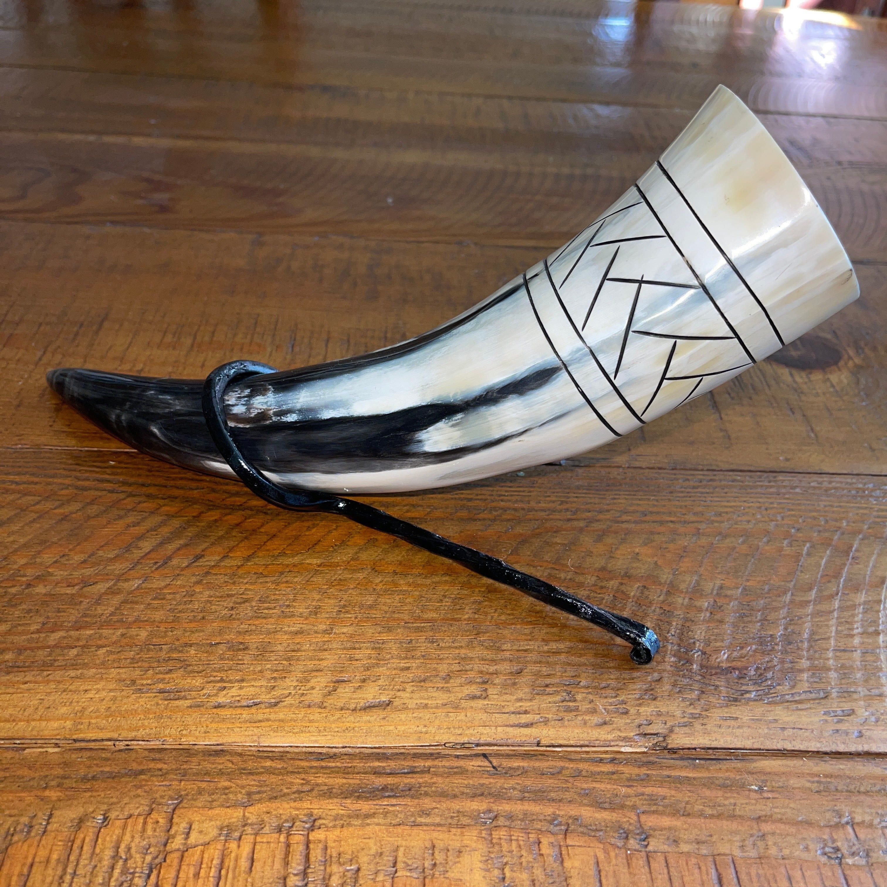 Pirate Drinking Horn with Belt Loop and Iron Stand - Scale Pattern - Image 6