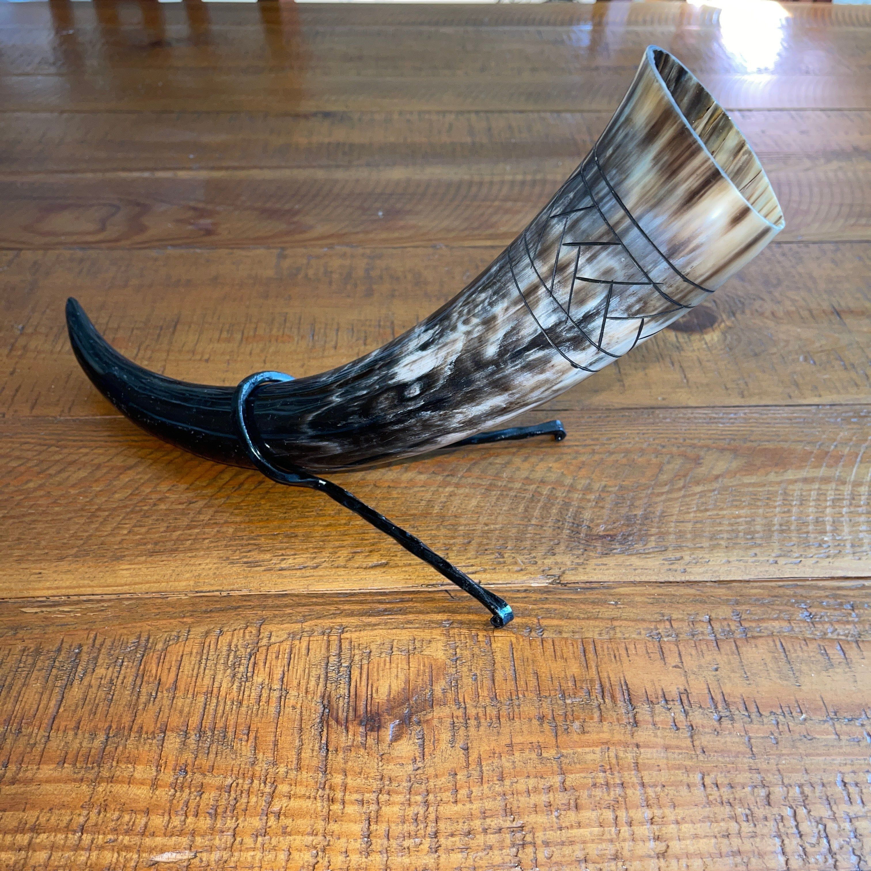 Pirate Drinking Horn with Belt Loop and Iron Stand - Scale Pattern - Image 7