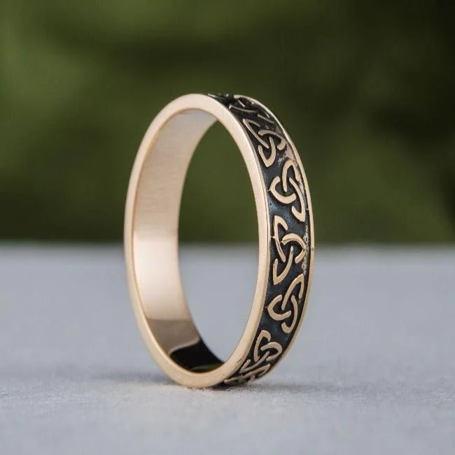 Handcrafted Bronze Pirate Ring | Triquetra Norse Design - Image 5