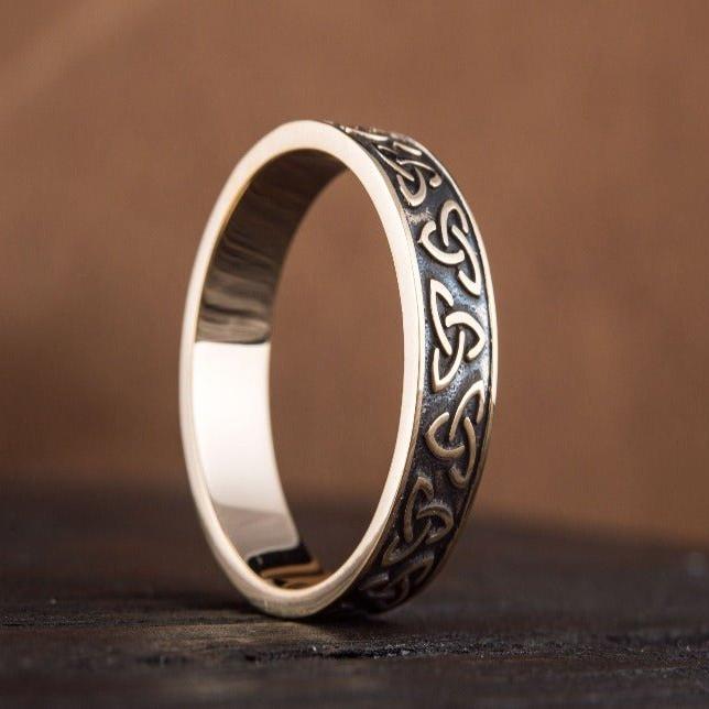 Handcrafted Bronze Pirate Ring | Triquetra Norse Design - Image 6