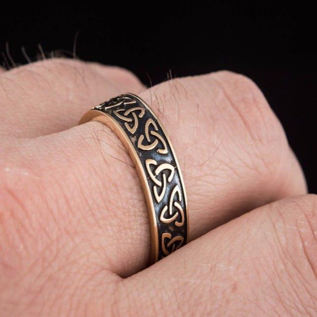 Handcrafted Bronze Pirate Ring | Triquetra Norse Design - Image 8