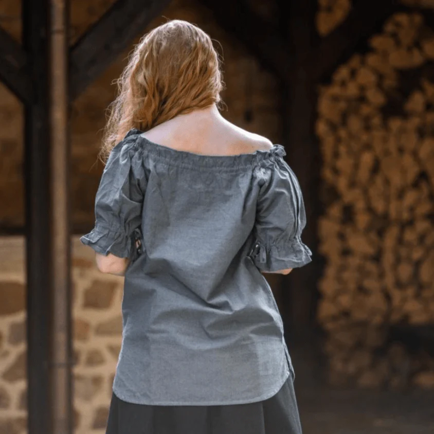 Grey Blue Pirate Blouse | Short Sleeve Sailor's Top - Image 5