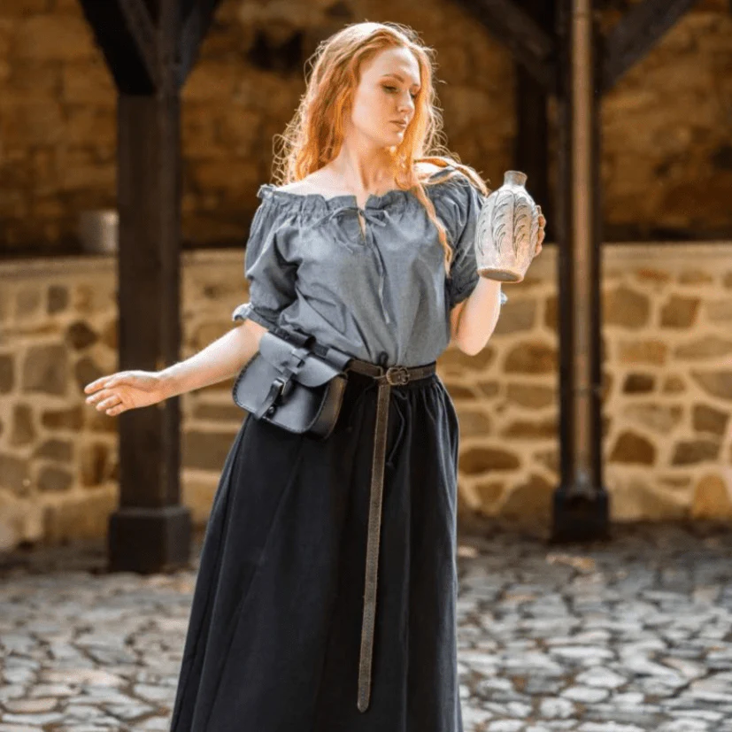 Grey Blue Pirate Blouse | Short Sleeve Sailor's Top - Image 6