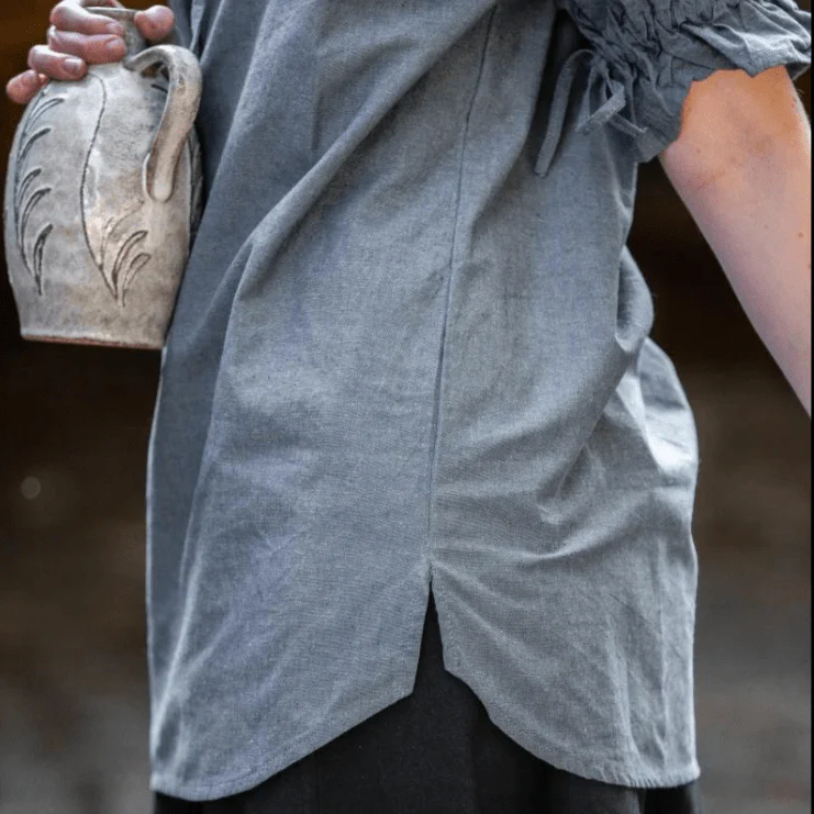 Grey Blue Pirate Blouse | Short Sleeve Sailor's Top - Image 8