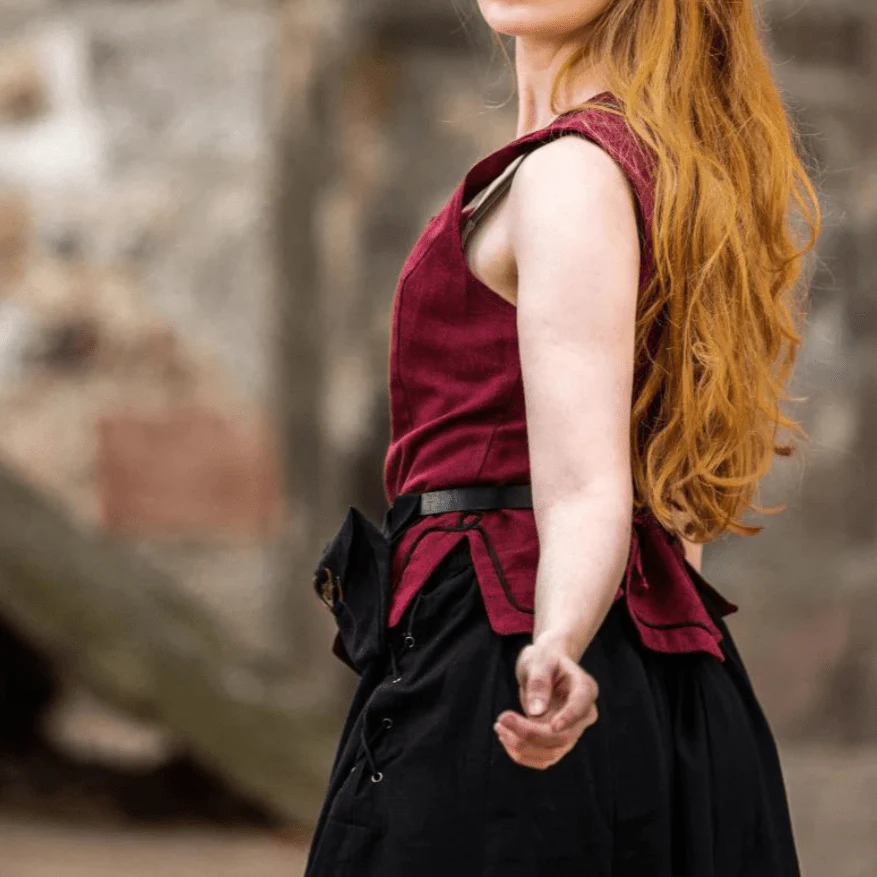 Red Cotton Pirate Wench Bodice | Laced and Embroidered - Image 7