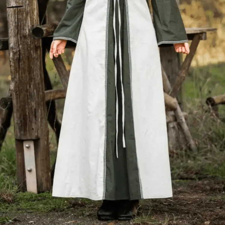 Natural and Green Pirate Gown | Laced Cotton Dress - Image 9