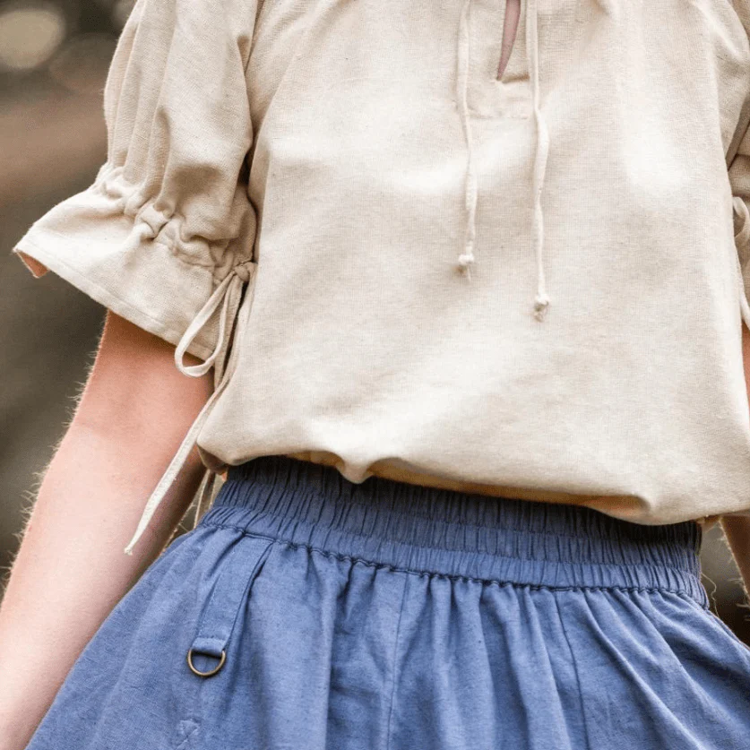 Natural Cotton Short Sleeve Pirate Blouse | Straight Cut - Image 5