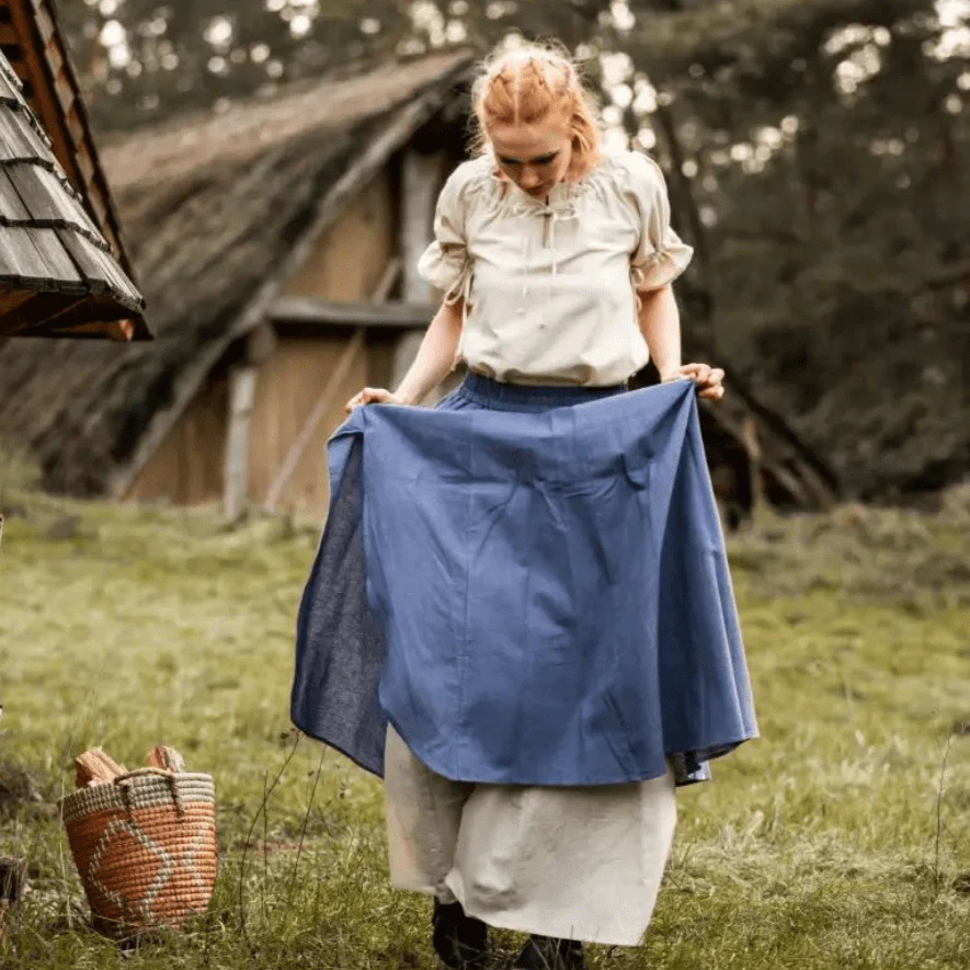 Blue and Natural Pirate Skirt | Double Layer | Side Slit - Image 5