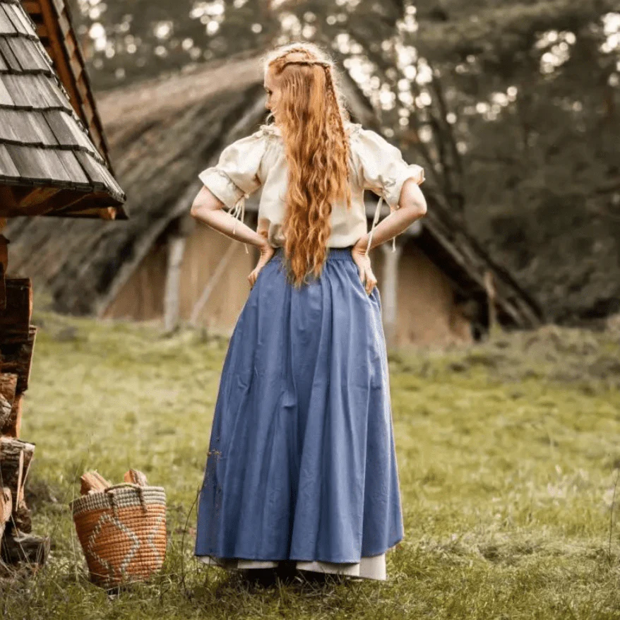 Blue and Natural Pirate Skirt | Double Layer | Side Slit - Image 8