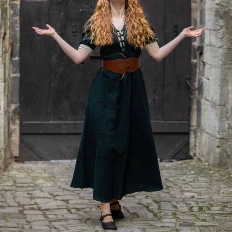 Green Pirate Summer Gown | Laced Cotton Seafarer's Dress - Image 3