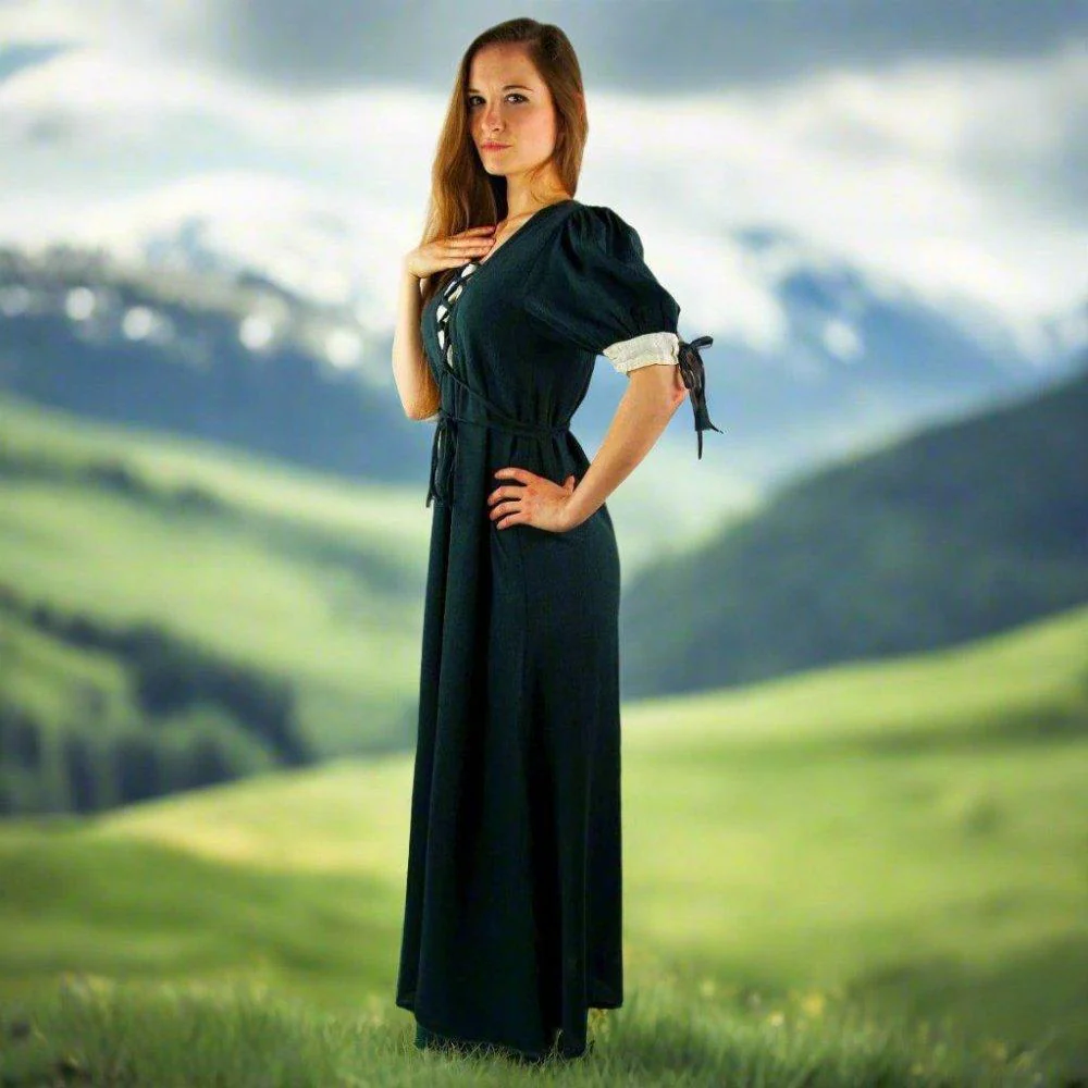 Green Pirate Summer Gown | Laced Cotton Seafarer's Dress - Image 4
