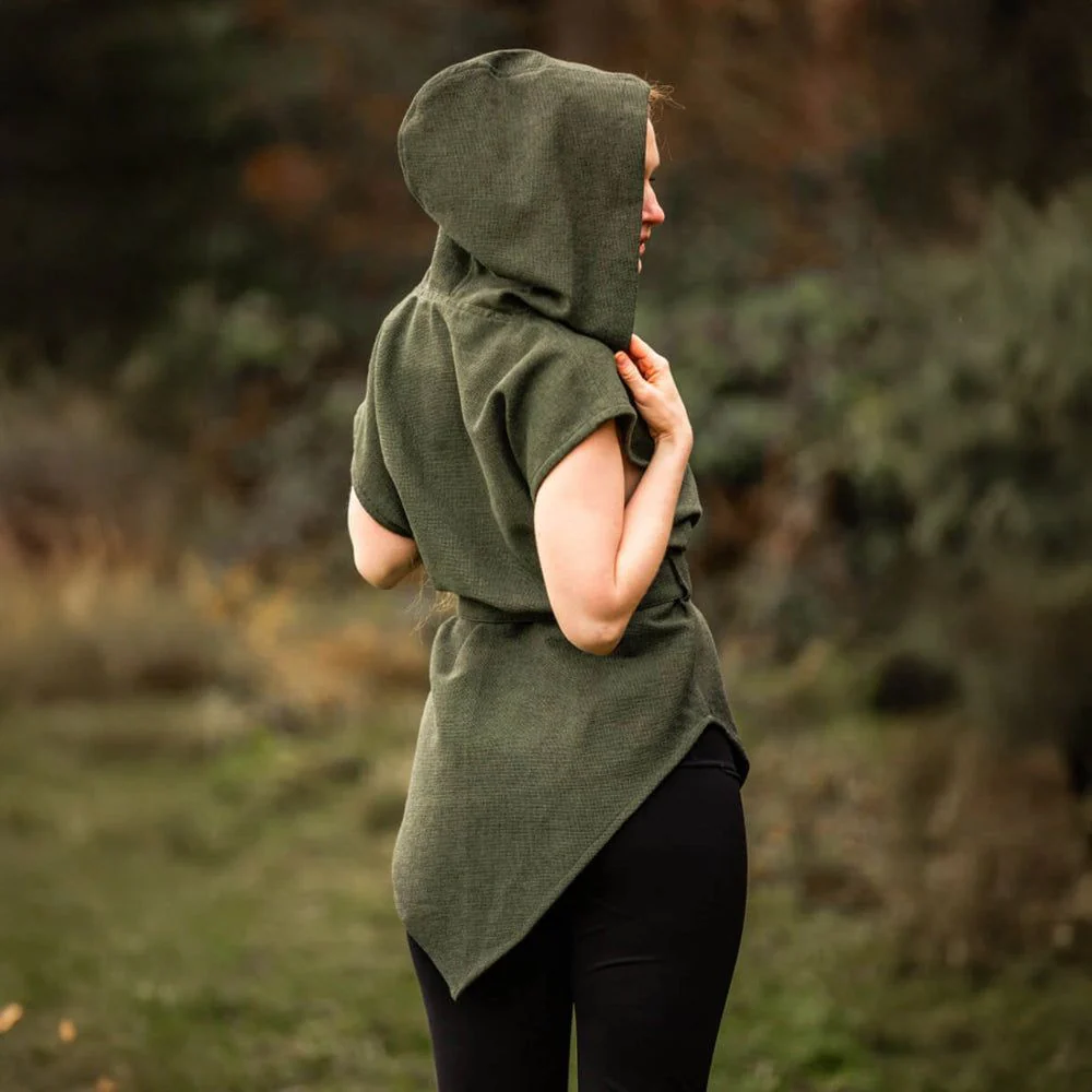 Hooded Green Tunic for Women | Belt Included - Image 3