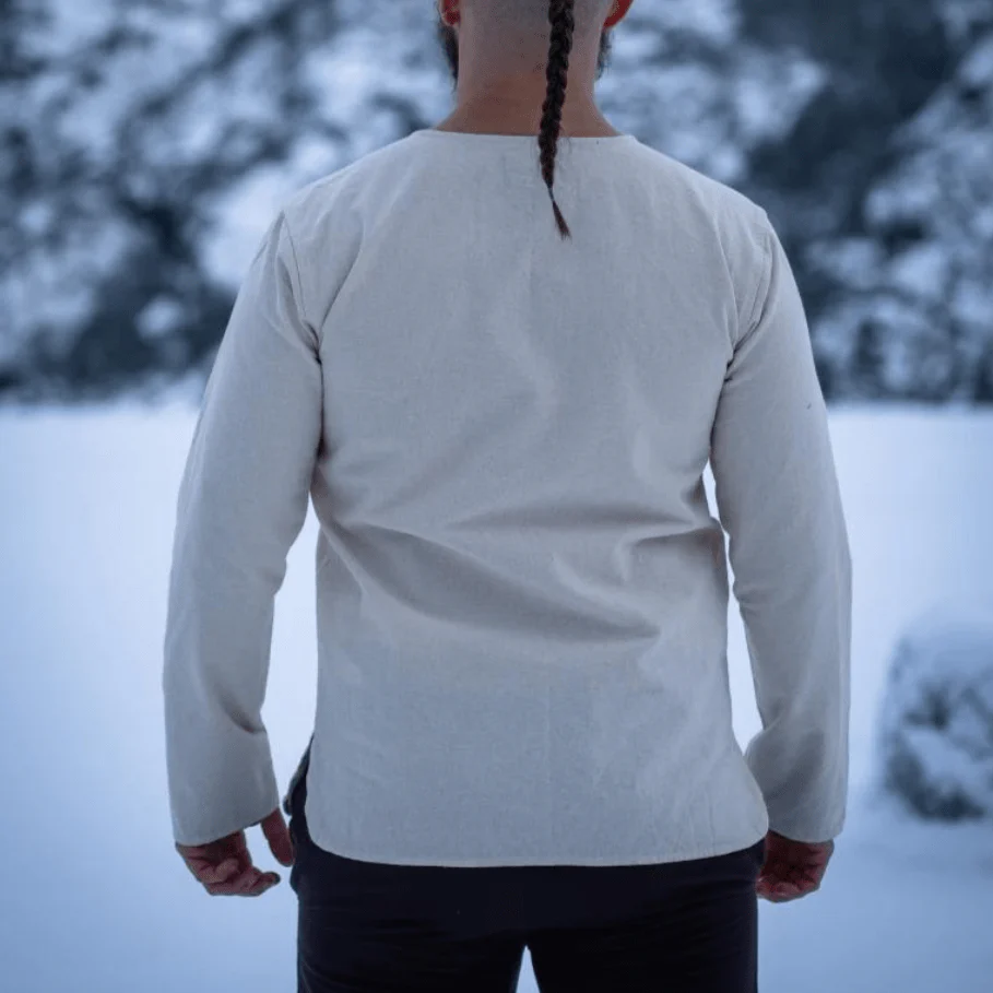 Natural Cotton Pirate Tunic | Viking-Inspired | Long Sleeve | Lace-Up - Image 11