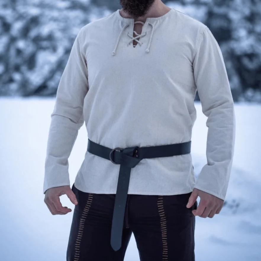 Natural Cotton Pirate Tunic | Viking-Inspired | Long Sleeve | Lace-Up - Image 8