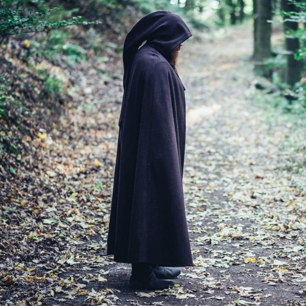 Long Hooded Wool Cloak | Adjustable Closure - Image 3